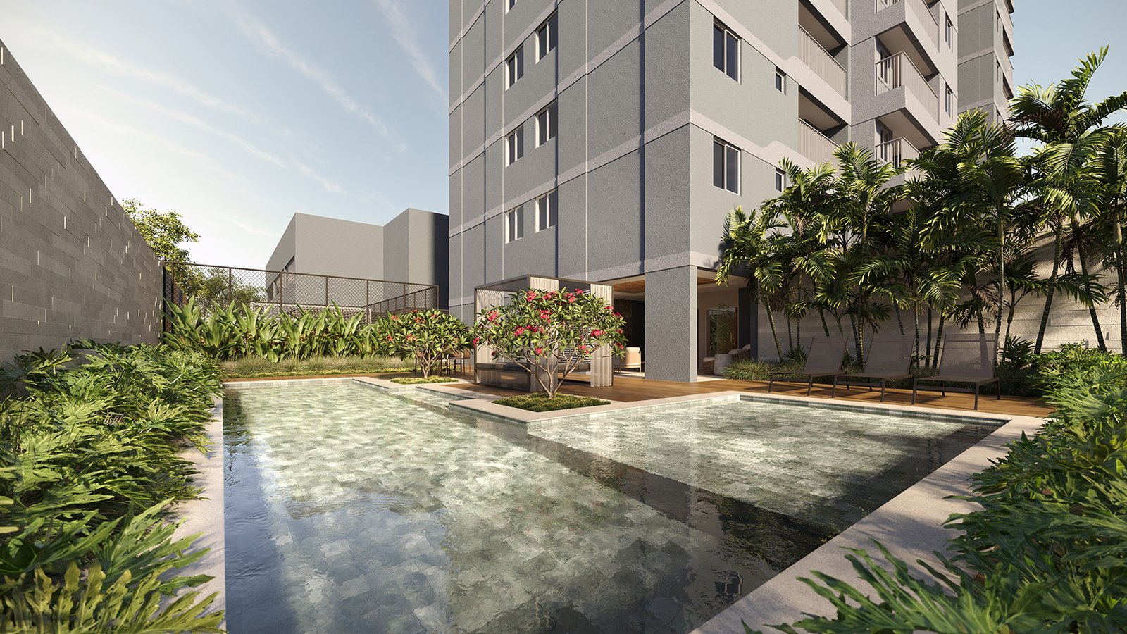 Piscina e área externa